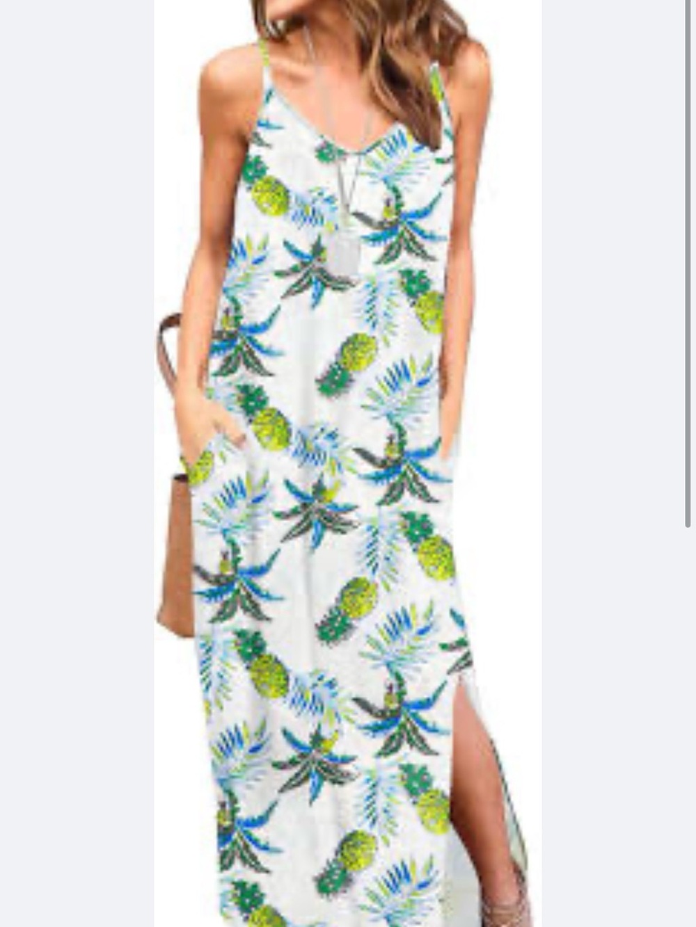 Women’s Tropical Print White Maxi Dress